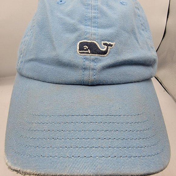 Vineyard Vines Hat Blue Logo Whale Adjustable Baseball Adults Cap Distressed - Picture 5 of 9